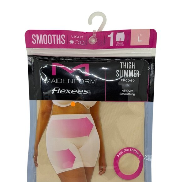 NWT Maidenform Flexees Thigh Slimmer FP0060 Large Nude Lightweight Cool Comfort - Picture 2 of 3